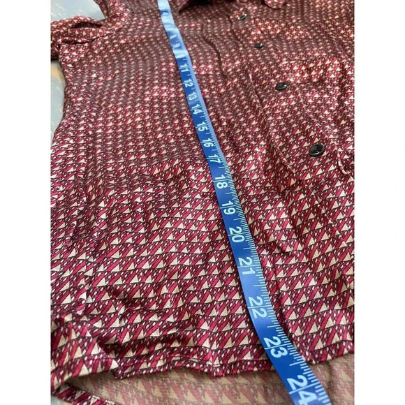 Vintage Gianni Made in USA Button Down Burgundy & Gold Geometric Pattern - Picture 12 of 12